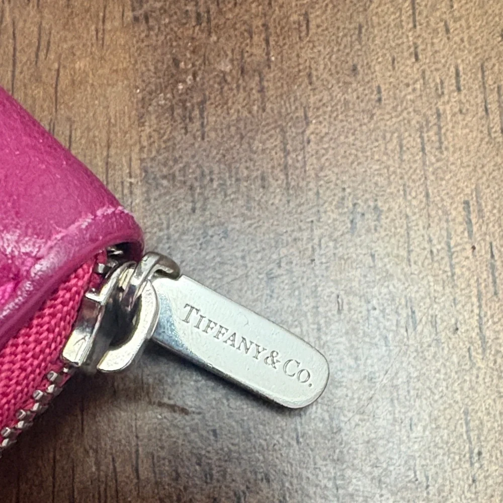 Tiffany & Co. Leather Zip Wallet Pouch Color: Raspberry in Euc. - Picture 5 of 12